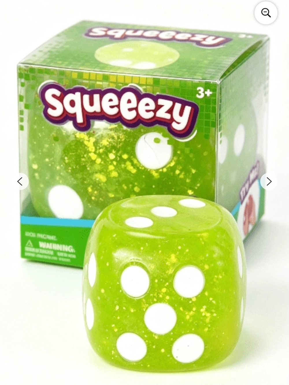 Squeeezy Lime Green Glitter Dice Squishy Toy